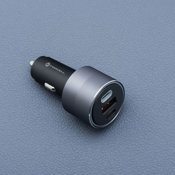 Автомобільний зарядний пристрій Forcell F-Energy Alu 85 Вт, 2 × USB-C + USB-A, PD / QC 4.0 / SFC 2.0