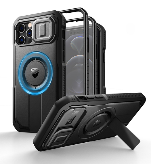 Бронированный чехол для iPhone 12 / iPhone 12 Pro, Dexnor CamProtect MagSafe, чёрный (Две рамки)
