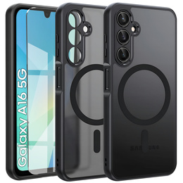 Чохол для Samsung Galaxy A16, для MagSafe, ERBORD Matt Case, чорний + захисне скло