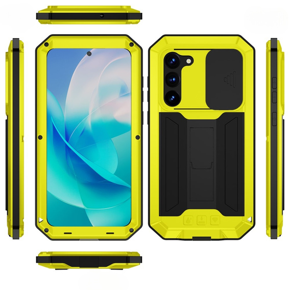 Бронированный чехол для Samsung Galaxy S23, R-JUST CamShield Slide, желтый / черный