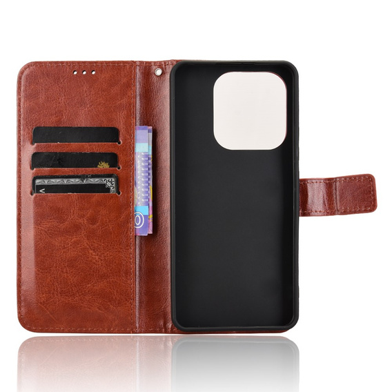 Футляр з клапаном для Xiaomi Redmi Note 14 4G, Crazy Horse Wallet, коричневий
