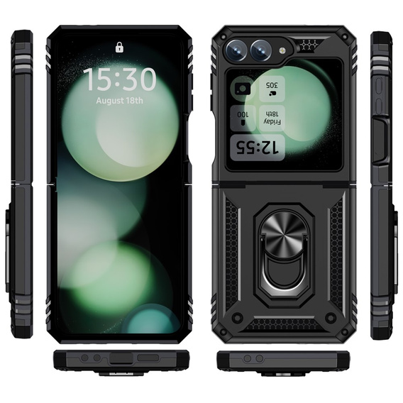 Бронированный Чехол до Samsung Galaxy Z Flip7 FE / Z Flip6, Nox Case Ring, чёрный