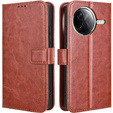 Откидной чехол для Xiaomi Poco F7 Pro, Crazy Horse Wallet, коричневый
