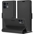 Чохол для Oppo Reno 13 Pro, ERBORD Glossy Litchi, гаманець з клапаном, чорний