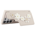 Чехол для Samsung Galaxy S24 Ultra, Leather Flower Card Slot, бежевый