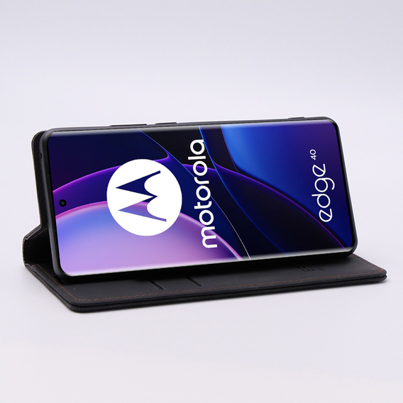 Чохол для Motorola Edge 40, ERBORD Vintage, гаманець з клапаном, чорний