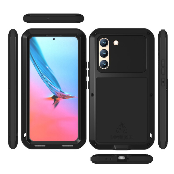 Чoхол Love Mei до Samsung Galaxy S22, armored with glass, чорний