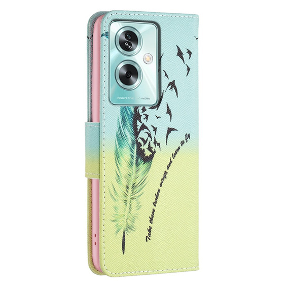 Откидной чехол для Oppo A79 5G, Wallet, feather, синий