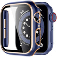 2в1 чехол и защитное стекло для часов Apple Watch 7/8 45mm - Blue / Gold