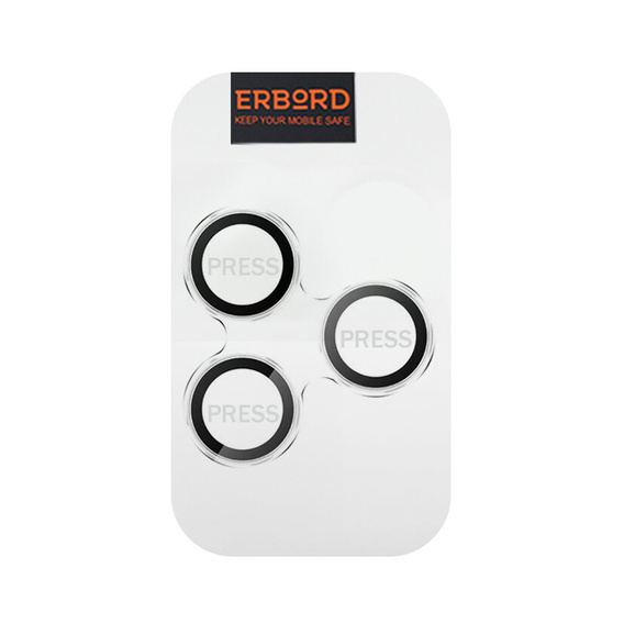 2x загартоване скло ERBORD OPTIK Pro для камери iPhone 16 Pro/16 Pro Max / 15 Pro/15 Pro Max/14 Pro/14 Pro Max, чорний