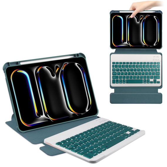 Чехол клавиатура для iPad Pro 11" 2024 (5 gen.), Rotary 360° Leather, тёмно-зелёный