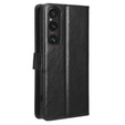 Откидной чехол для Sony Xperia 1 V, Crazy Horse Wallet, чёрный