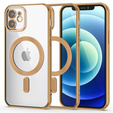 Чехол для iPhone 12, Electro MagSafe, золотой + стекло для экрана