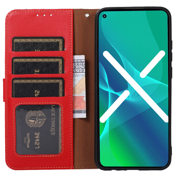 Чохол-книжка для Poco F5 5G, KHAZNEH RFID, червоний / чорний