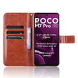 Откидной чехол для Xiaomi Poco M7 Pro 5G, Crazy Horse Wallet, коричневый