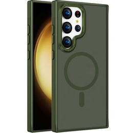 Чехол MagSafe для Samsung Galaxy S24 Ultra 5G, гибридный чехол, зелёный