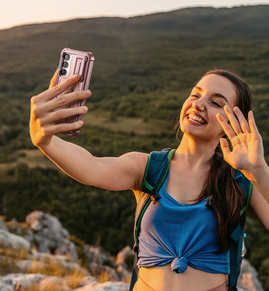Броньований чохол для Samsung Galaxy A16, Dexnor Full Body (Two Frames), рожевий