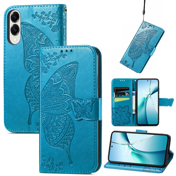 Откидной чехол для Samsung Galaxy S25 Edge, Butterfly, синий