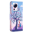 Откидной чехол для Xiaomi 13 Lite, Wallet, tree & owls, синий