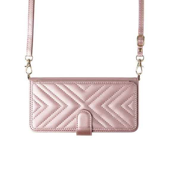 Флип-кейс Crossbody Leather Wallet для Realme 14 Pro+ 5G, розовый rose gold