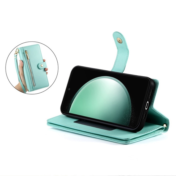 Чохол-книжка для Samsung Galaxy S24 FE, Wallet Zipper Pocket, зелений
