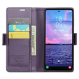 Откидной чехол для Samsung Galaxy S23 FE, CASEME Wallet, тёмно-фиолетовый + 9H стекло
