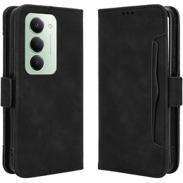 Чехол с клапаном для Xiaomi Redmi 15 5G / 4G, слот для карт, бумажник, черный