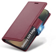 Чохол для Samsung Galaxy S25 Edge, ERBORD Glossy Litchi, гаманець з клапаном, червоний