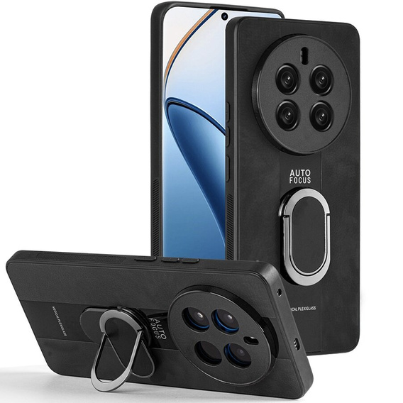 Чохол для Realme 12 Pro 5G / 12 Pro+ 5G, Leather Kickstand Ring, чорний