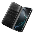 Флип-кейс QIALINO из натуральной коровьей кожи для iPhone 17 Pro Max, черный