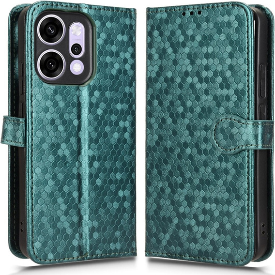 Чехол с откидной крышкой для Oppo Reno 14, Wallet Rhombus, зеленый