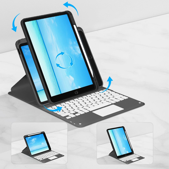 Чохол + клавіатура iPad 7/8/9 10.2 2021 / 2019 / 2020, Touchpad Pen Slot, чорний