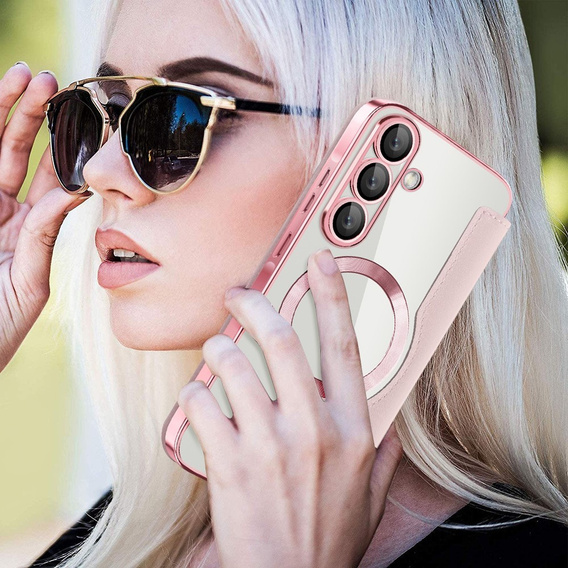 Откидной чехол для Samsung Galaxy A56, RFID Wallet MagSafe CamShield, розовый