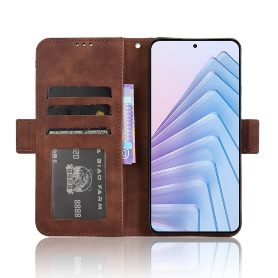 Откидной чехол для Xiaomi Redmi Note 14 4G, Card Slot, коричневый