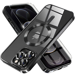 Чохол для iPhone 12 Pro Max, Electro MagSafe, чорний + Скло на екран