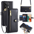 Откидной чехол для Xiaomi Redmi Note 13 5G, Wallet Zipper Pocket, чёрный