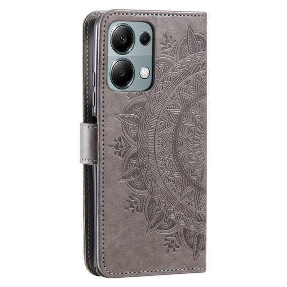 Чохол-книжка для Xiaomi Redmi Note 13 Pro 4G / Xiaomi Redmi Note 14S / Xiaomi Poco M6 Pro 4G, Mandala, сірий