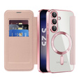 Откидной чехол для Samsung Galaxy S25+ Plus, RFID Wallet MagSafe CamShield, розовый
