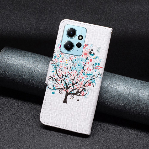 Откидной чехол для Xiaomi Redmi Note 12 4G, Wallet, colorful tree , белый