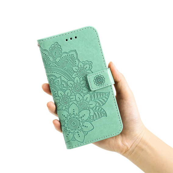 Откидной чехол для Xiaomi Redmi Note 12 4G, Mandala Flower, зелёный