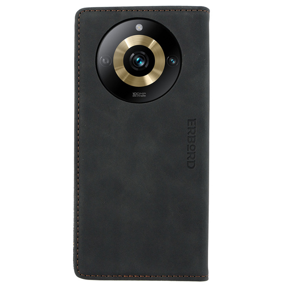 Чохол для Realme 11 Pro 5G / Pro+ 5G, ERBORD Vintage, гаманець з клапаном, чорний