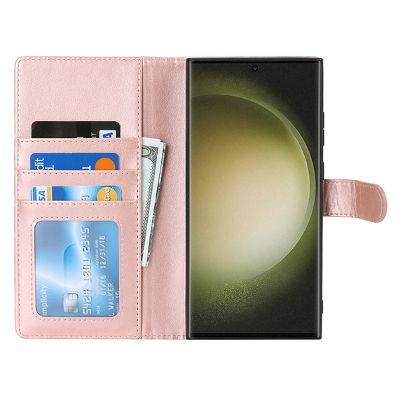 Чехол с откидной крышкой для Samsung Galaxy S23 Ultra, бумажник, для MagSafe, розовый rose gold