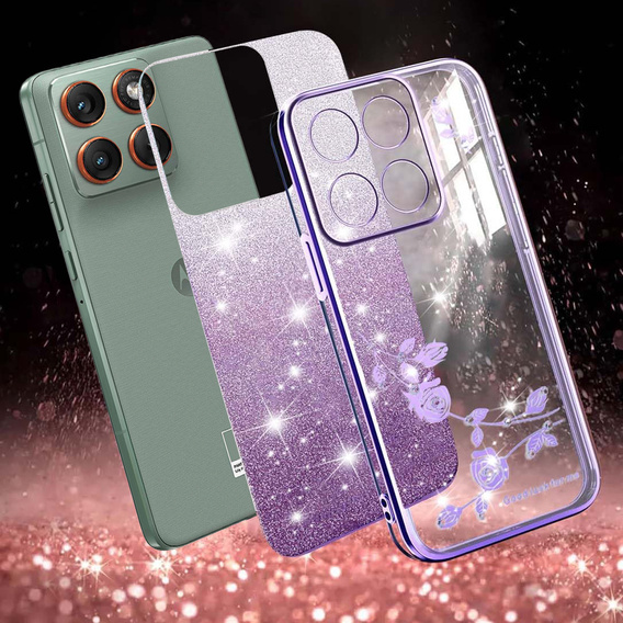 Чехол с блестками Glitter Flower для Motorola Edge 70