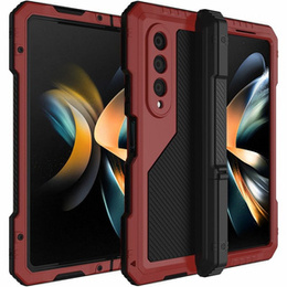 Бронированный чехол для Samsung Galaxy Z Fold 4 5G, алюминий, с подставкой и держателем стилуса, красный