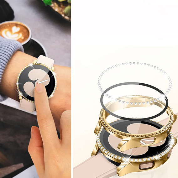 2в1 чохол та захисне скло для годинника Samsung Galaxy Watch 4 40mm, Gold