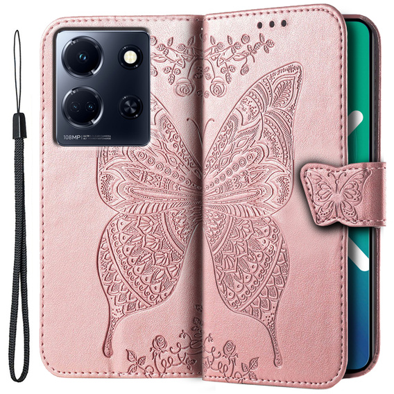 Чохол-книжка для Infinix Note 30 5G, Butterfly, рожевий rose gold