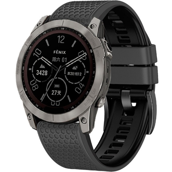 Силиконовый ремешок для Garmin Fenix 7 / Forerunner 965 / 955 / 945 / 935, серый / черный