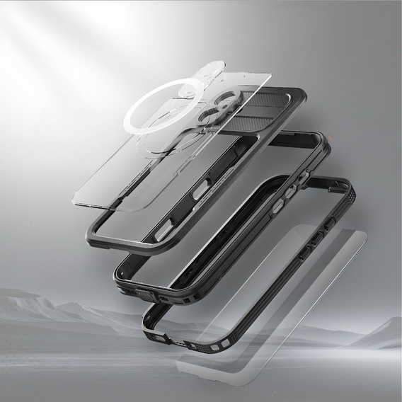 IP68 Водонепроницаемый чехол для iPhone 16 Plus, SHELLBOX MagSafe, чёрный