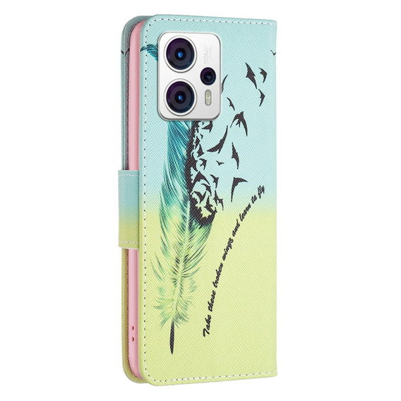 Откидной чехол для Motorola Moto G53 5G / G23 / G13, Wallet, feather, синий