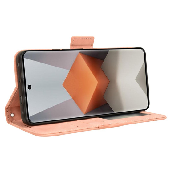 Футляр з клапаном для Xiaomi Redmi Note 13 Pro+, Card Slot, рожевий
